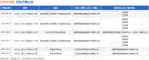 国融资管 特隆美储能作为原告/上诉人的1起涉及股东损害公司债权人利益责任纠纷的诉讼将于2025年6月18日开庭