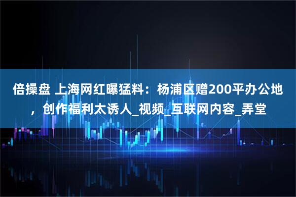 倍操盘 上海网红曝猛料：杨浦区赠200平办公地，创作福利太诱人_视频_互联网内容_弄堂